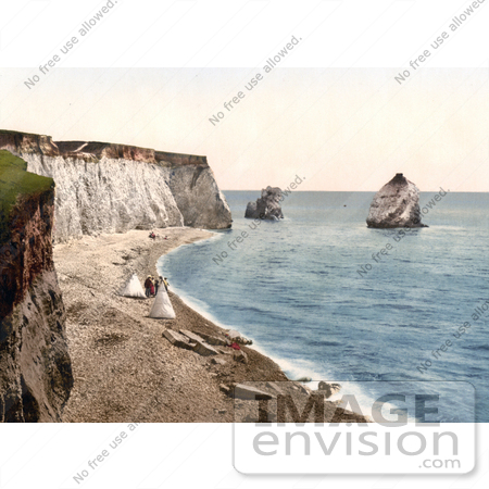#26903 Stock Photography of People on the Beach With Tents on the Isle of Wight England by JVPD