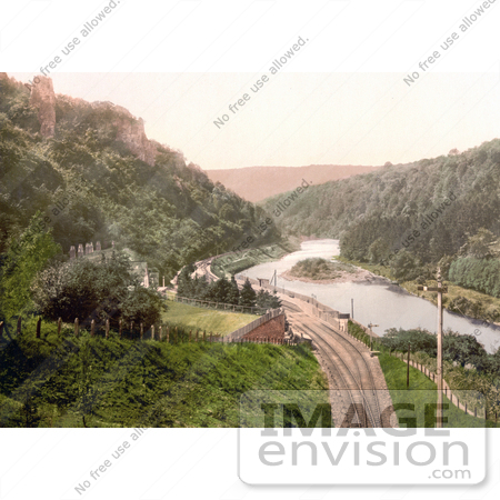 #26918 Stock Photography of Train Tracks Through Symonds Yat on the River Wye in the Forest of Dean England by JVPD