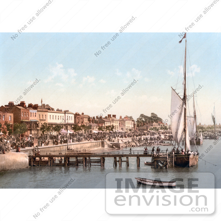 #26919 Stock Photography of People Crowding The Busy East Parade Promenade To View Yachts In Southend-On-Sea Essex England UK by JVPD