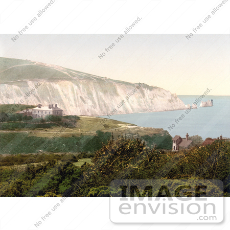 #26926 Stock Photography of Alum Bay and the Needles With the Lighthouse on the Isle of Wight England by JVPD