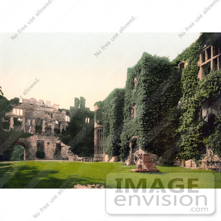 #26944 Stock Photography of The Courtyard Of The Ivy Covered Ruins Of Raglan Castle In Raglan Monmouthshire Wales England by JVPD