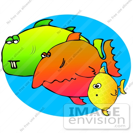 #26951 Three Goofy and Very Different Fish Swimming Together Clipart Graphic by DJArt