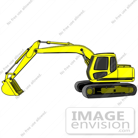#26959 Yellow Trackhoe Tractor Working At A Construction Site Clipart Graphic by DJArt