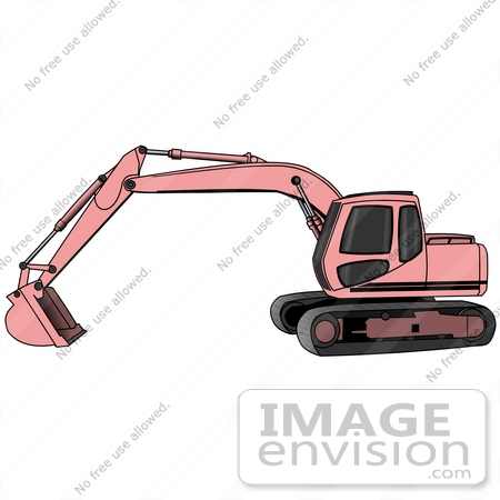 #26960 Pink Trackhoe Tractor Working At A Construction Site Clipart Graphic by DJArt