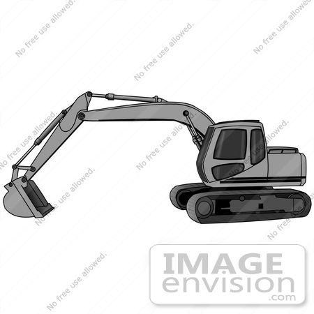 #26965 Grey Trackhoe Tractor Working At A Construction Site Clipart Graphic by DJArt