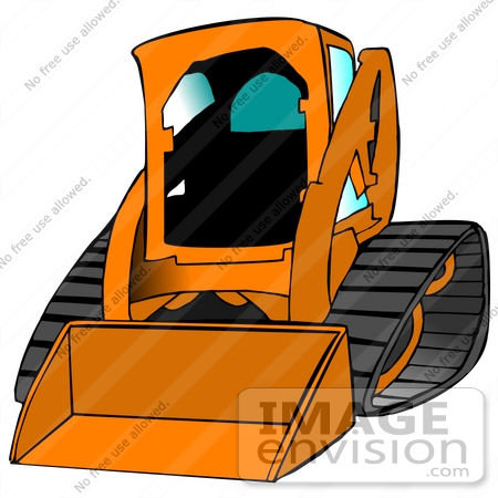 #26969 Orange Bobcat Skid Steer Loader Tractor Working at a Construction Site Clipart Graphic by DJArt