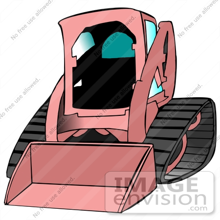 #26970 Pink Bobcat Skid Steer Loader Tractor Working at a Construction Site Clipart Graphic by DJArt