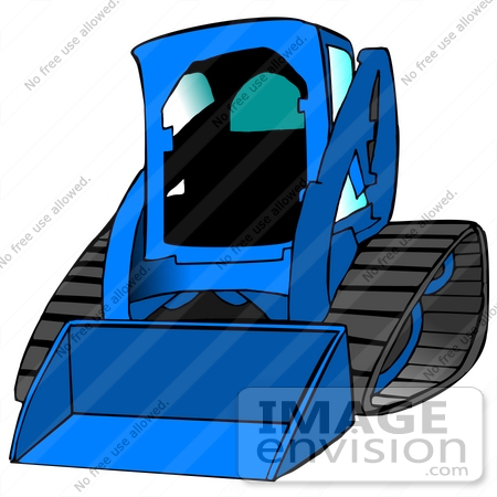 #26971 Blue Bobcat Skid Steer Loader Tractor Working at a Construction Site Clipart Graphic by DJArt