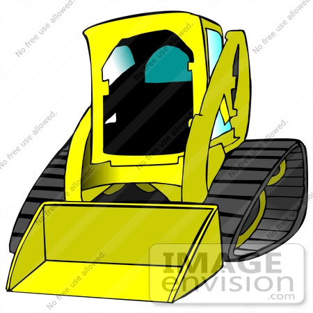#26972 Yellow Bobcat Skid Steer Loader Tractor Working at a Construction Site Clipart Graphic by DJArt