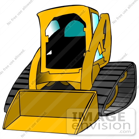 #26973 Yellow Bobcat Skid Steer Loader Tractor Working at a Construction Site Clipart Graphic by DJArt