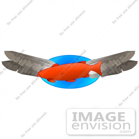 #26975 Orange Fish and Feathers Clipart Graphic by DJArt