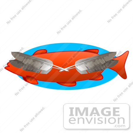 #26976 Orange Fish and Feathers Clipart Graphic by DJArt