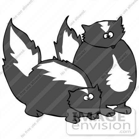 #27007 Clipart Image of Two Cute and Stinky Skunks Looking For Someone to Spray by DJArt