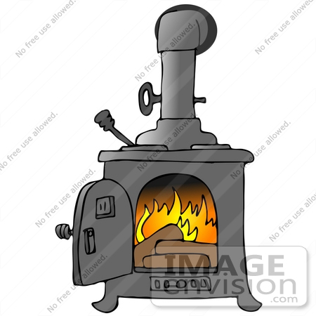 #27026 Wood Burning Inside a Stove Clipart Picture by DJArt