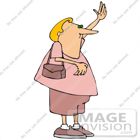 #27029 Gay Man With Blond Hair Wearing A Pink Shirt, Shorts And Shoes, Standing With A Purse Over His Shoulder And Hailing A Taxi Cab Clipart Picture by DJArt
