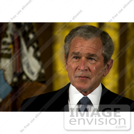 #27459 Stock Photo of President George W Bush Shedding Tears While Addressing Attendees at the Medal of Honor Ceremony for U.S. Navy Master at Arms 2nd Class Michael A. Monsoor on April 8th 2008 by JVPD