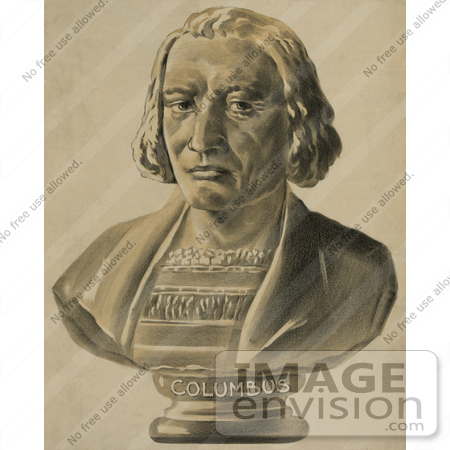 #27465 Illustration of a Bust Statue of Christopher Columbus by JVPD