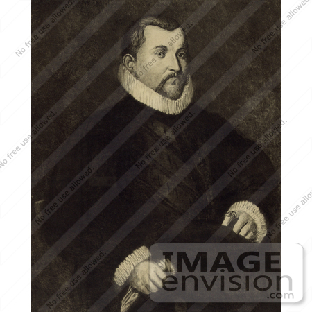 #27467 Illustration of a Portrait Of A Portrait Of Christopher Columbus Seated In A Chair With His Body Slightly To The Right And His Head Looking Towards The Viewer by JVPD