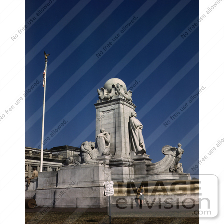 #27479 Stock Photo of The Lions, Native, Eagles and Globe at the Marble Christopher Columbus Memorial in Washington DC by JVPD