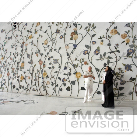#27485 Stock Photo of Chief Of Naval Operations Admiral Gary Roughead Standing in Front of a Floral Wall While Touring The Sheikh Zayed Mosque Grand Mosque In Abu Dhabi, United Arab Emirates, April 16th 2008 by JVPD