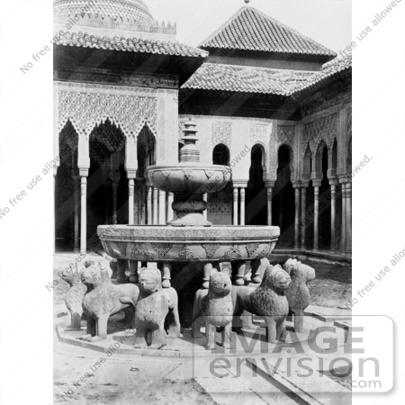 #27495 Stock Photo of the Lion Fountain in the Court of the Lions, Alhambra, Granada, Spain by JVPD