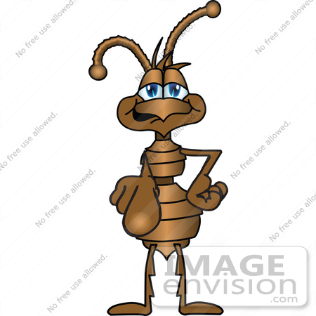 #27502 Clip Art Graphic of a Brown Ant Insect Mascot Character Pointing Outwards at the Viewer for Attention or to Blame by toons4biz