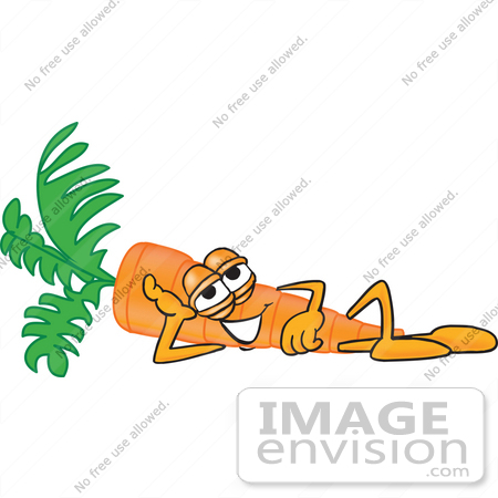 #27577 Clip Art Graphic of an Organic Veggie Carrot Mascot Character Resting His Head on His Hand by toons4biz