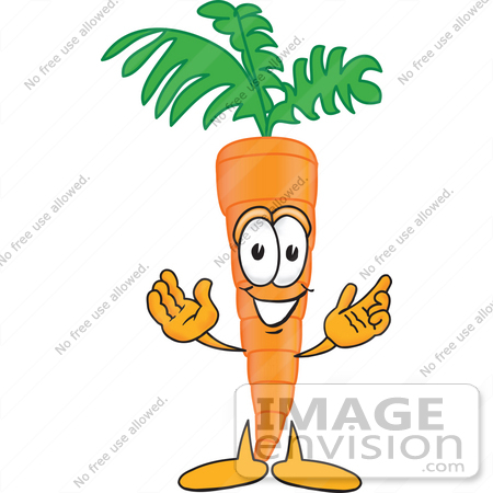 #27586 Clip Art Graphic of an Organic Veggie Carrot Mascot Character With Welcoming Open Arms by toons4biz