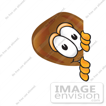 #27657 Clip Art Graphic of a Chicken Drumstick Mascot Character Peeking Around a Corner by toons4biz