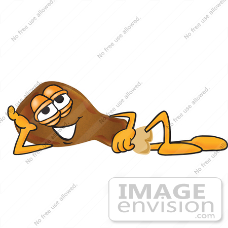 #27661 Clip Art Graphic of a Chicken Drumstick Mascot Character Resting His Head on His Hand by toons4biz