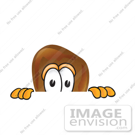 #27666 Clip Art Graphic of a Chicken Drumstick Mascot Character Peeking Over a Surface by toons4biz