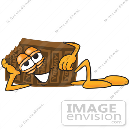#27684 Clip Art Graphic of a Chocolate Candy Bar Mascot Character Resting His Head on His Hand by toons4biz