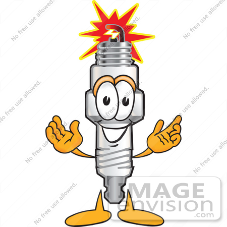 #27719 Clip Art Graphic of a Spark Plug Mascot Character With Welcoming Open Arms by toons4biz