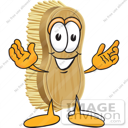 #27755 Clip Art Graphic of a Scrub Brush Mascot Character With Welcoming Open Arms by toons4biz