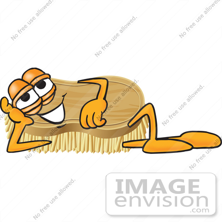 #27759 Clip Art Graphic of a Scrub Brush Mascot Character Lying on His Side and Resting His Head on His Hand by toons4biz