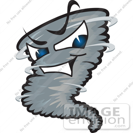 #27795 Clip Art Graphic of a Tornado Mascot Character With Evil Blue Eyes by toons4biz
