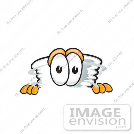 #27809 Clip Art Graphic of a Tornado Mascot Character Peeking Over a Surface by toons4biz