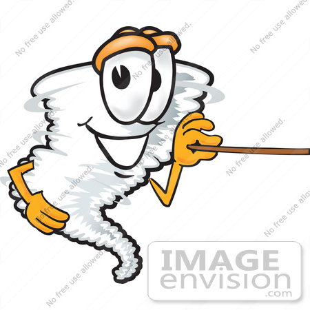 #27821 Clip Art Graphic of a Tornado Mascot Character Using a Pointer Stick by toons4biz