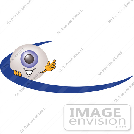 #27835 Clip Art Graphic of a Blue Eyeball Cartoon Character on an Employee Name Tag With a Blue Dash by toons4biz