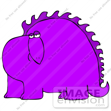 #27942 Clip Art Graphic of a Bored Purple Dinosaur Looking Curiously Out At The Viewer by DJArt