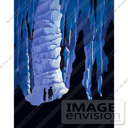 #27983 Amazed Couple, A Man And A Woman, Standing Near a Column in a Cave Stock Illutration by JVPD