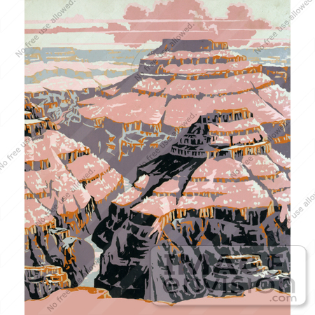 #28000 Pink Light Casting on The Grand Canyon National Park, Arizona Stock Illustration by JVPD