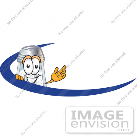 #28126 Clip Art Graphic of a Salt Shaker Cartoon Character Behind a Blue Dash on an Employee Nametag or Business Logo by toons4biz