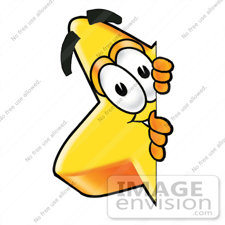 #28173 Clip Art Graphic of a Yellow Star Cartoon Character Peeking Around a Corner by toons4biz