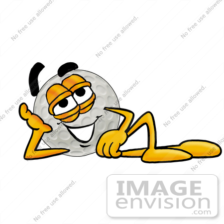 #28383 Clip Art Graphic of a Golf Ball Cartoon Character Resting His Head on His Hand by toons4biz