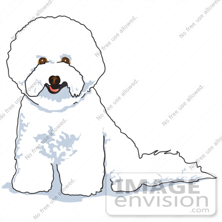 #28959 Cartoon Clip Art Graphic of a White Bichon Frise Dog by Andy Nortnik