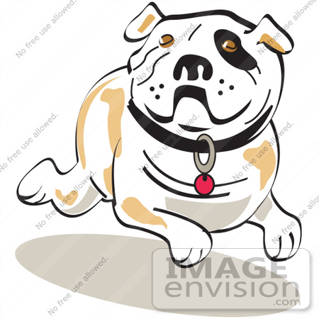#28961 Cartoon Clip Art Graphic of a Running Bulldog by Andy Nortnik