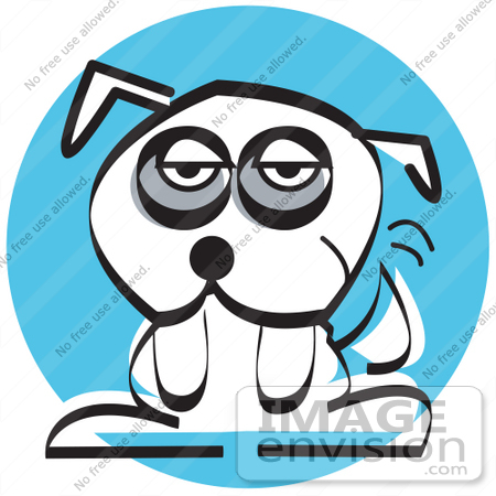 #28963 Cartoon Clip Art Graphic of a Tired White Mutt Dog by Andy Nortnik