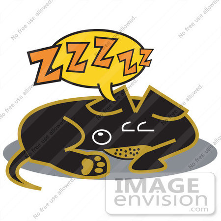 #28977 Cartoon Clip Art Graphic of a Exhausted Teckel Dog Sleeping by Andy Nortnik