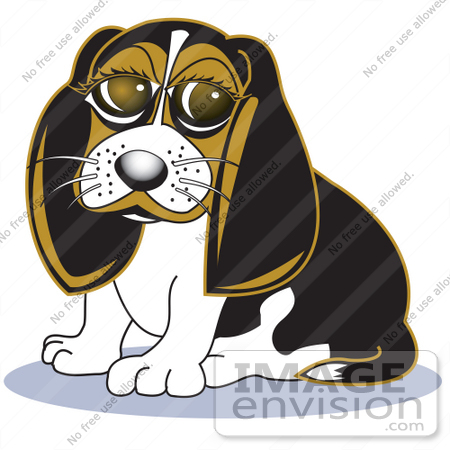 #28997 Cartoon Clip Art Graphic of a Cute Beagle Dog With Puppy Eyes by Andy Nortnik
